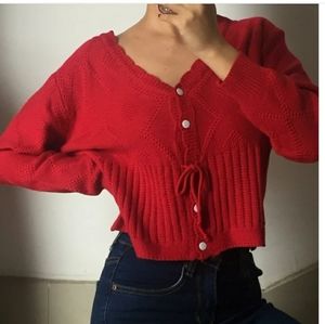 Shekou Large Red Cotton Pinch Me Top Cardigan